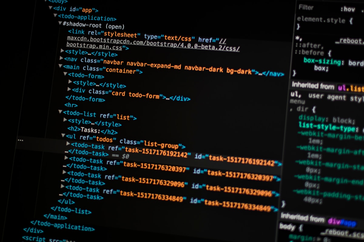 Programming language on monitor display